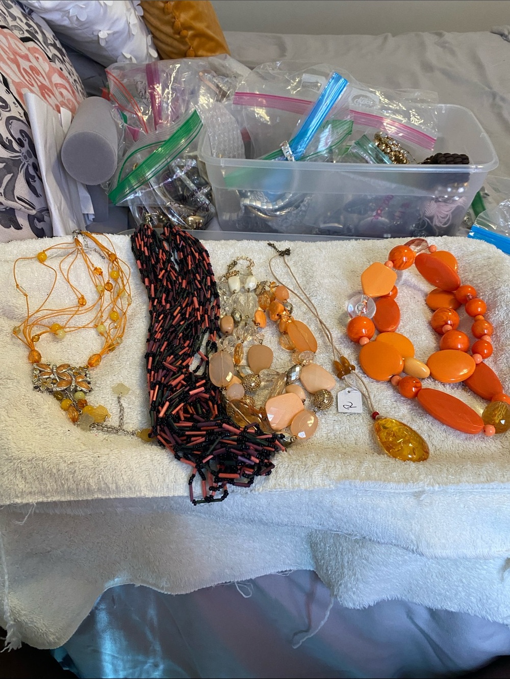 Orange Beaded Statement Necklaces- Women's Fashion Jewelry